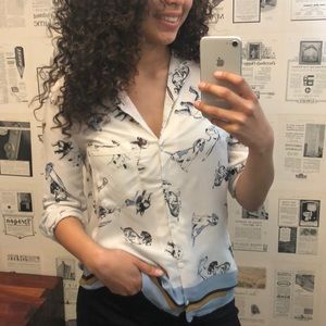 Dog print button up blouse 🐶